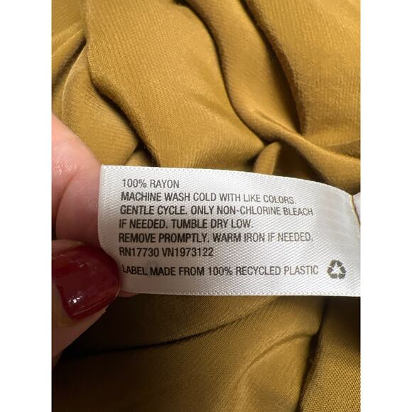 Ava & Viv Faux Wrap Hi-Low Hem Copper Brown 3/4 Sleeve Midi Dress Plus Size 1X - Picture 4 of 5